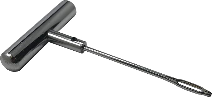 Stainless Steel T-Handle - Pro Heavy Duty Repair Tool Perfect for Tire Plug Kits for Car Truck Motorcycle Bycles - Replaceable Split Eye Needle - Made with All-Americal Materials