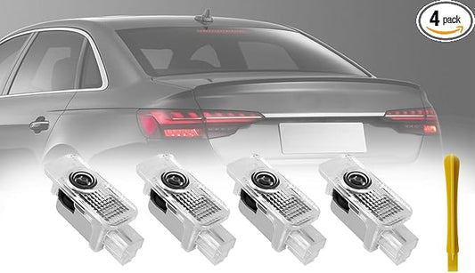 4Pcs HD LED Car Door Lights Logo Projector Compatible with A3/A4/A5/A6/A7/A8/Q3/Q5/Q7/R8/TT/RS/S3/S4/S5/S6,Ultra-Bright Ghost Shadow Puddle Lights,OEM Style Door Lights