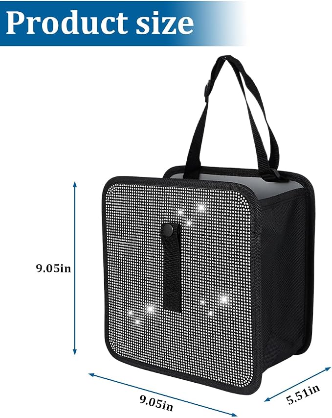 BELOMI Car Foldable Trash Can, Bling Rhinestone Crystal Auto Hanging Waterproof Leakproof Garbage Bin, Vehicle Waste Basket Dustbin, Multipurpose Car Organizer Accessories for SUV Truck RV (White)