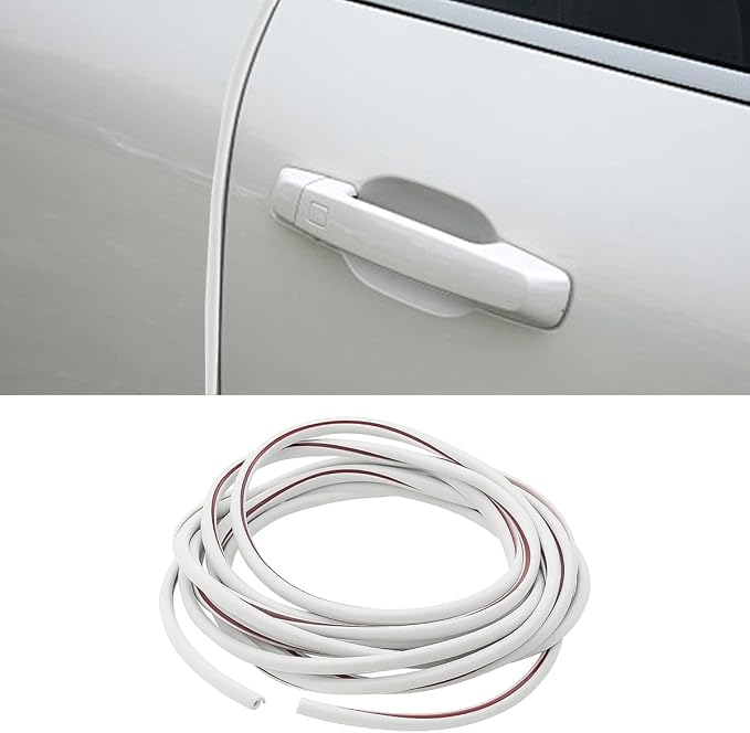 16Ft (5M) Car Door Edge Protector (White-5M) | Self-Adhesive Scratch Resistant U Shape Door Edge Guard Decoration, Anti-Collision Car Door Trim Strip for Truck, SUV, Sedan