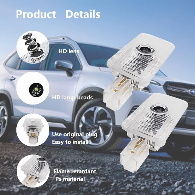 2 Pcs Non-Fading LED Car Door Logo Lights for Forester - Courtesy Projector Laser Welcome Light Ghost Shadow Puddle Lamp Accessories