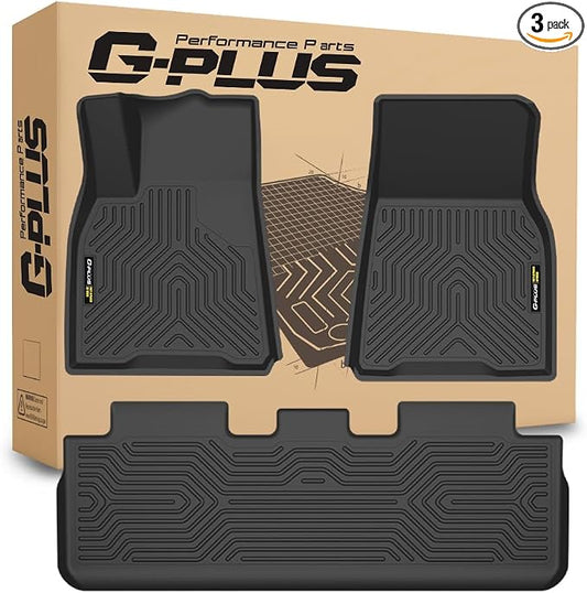 G-PLUS TPE Floor Mats Fit Tesla Model Y 2025-2026 5-Seat(Not Fit 7-Seat) | All Weather Protection,Custom Fit Model Y 2025-2026 Floor Liners Accessories,1st & 2nd Row,Non-Slip,TPE Full Coverage,Black