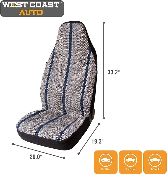 West Coast Auto Baja Blanket Bucket Seat Cover for Car, Truck, Van, SUV - Airbag Compatible (2PCS Blue)