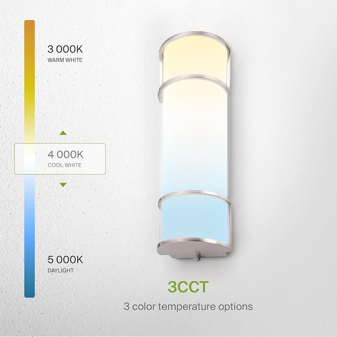 ASD LED 18" Vanity Flush Mount Light Fixture, Linear Bathroom Lighting Bar | 3CCT, Dimmable, Energy Star, ETL Listed | 20W 1650LM 3000-5000K 120V | Long Bath Wall Sconce Over Mirror | Nickel, 4 Pack