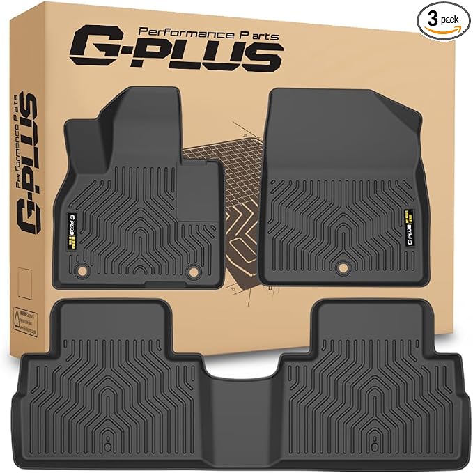 G-PLUS TPE Floor Mats Compatible with Hyundai Palisade 2020-2024 | All Weather Protection,Non-Slip,Custom Fit Floor Cargo Liner,TPE Full Coverage,1st & 2nd Row,Black,3PCS