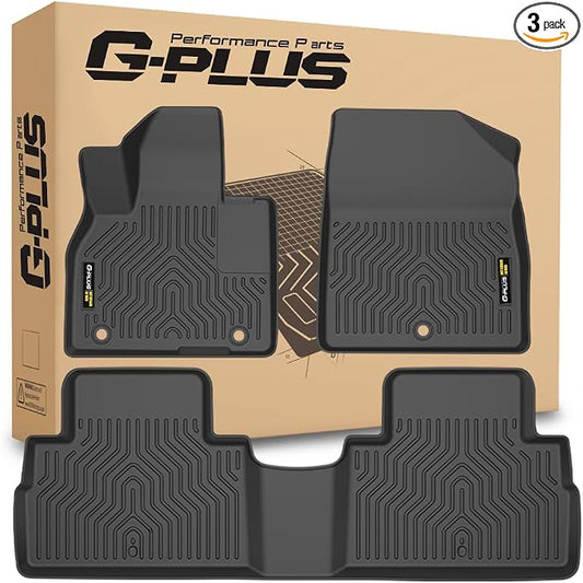 G-PLUS TPE Floor Mats Compatible with Hyundai Palisade 2020-2024 | All Weather Protection,Non-Slip,Custom Fit Floor Cargo Liner,TPE Full Coverage,1st & 2nd Row,Black,3PCS