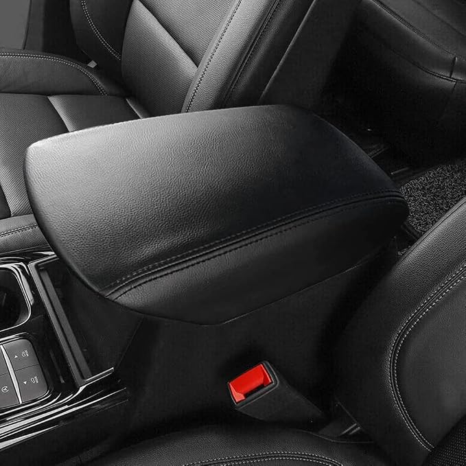 A ABIGAIL Center Console Armrest Cover Compatible with Ford Explorer 2020 2021 2022 PU Leather Arm Rest Box Lid Middle Console Cover Seat Protector Armrest Cushion Pad (Black)