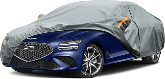 Kayme Heavy Duty Car Cover Custom Fit Genesis G70 Waterproof All Weather for Automobiles, Full Exterior Covers Sun Rain UV Protection.（Deliver About 3-10 Days）