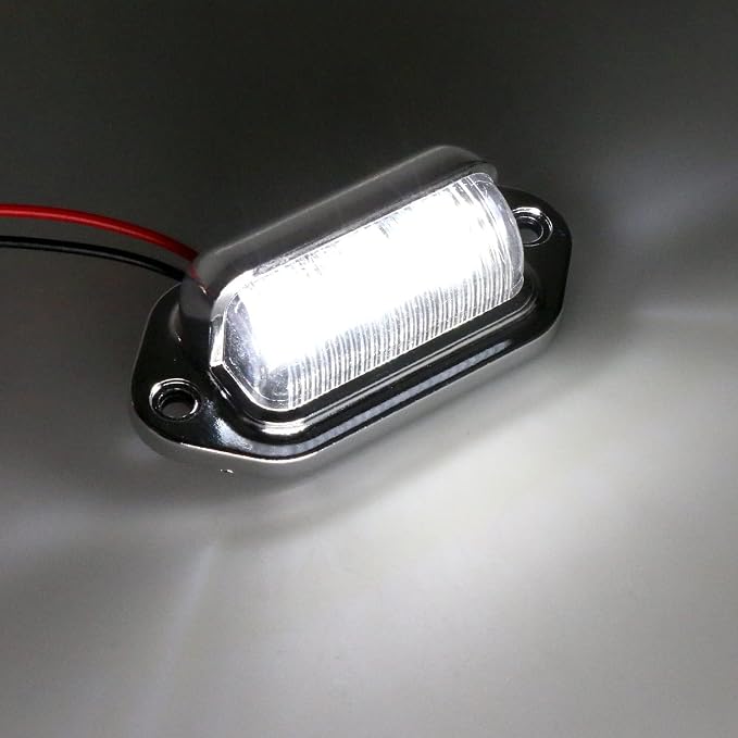 4pcs Black Boat Trailer White LED License Plate Lights Surface Mount Waterproof Universal Courtesy Step Tag Lamp