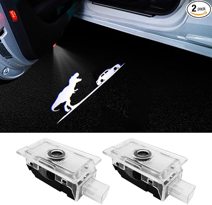 uuakarin 2PCS Car Door Logo Projector Lights Compatible with 300 300C 300S 2005- Present LED Ghost Shadow Light Laser Puddle Lamp Accessories (Dinosaur)