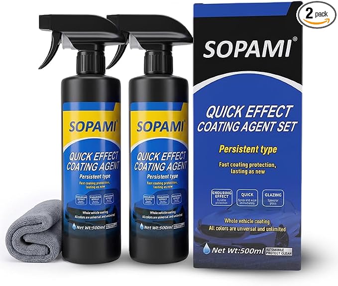 SOPAMI Ceramic Paint Sealant Spray, Ceramic Coating for Cars | 17.5oz High Shine Car Wax Spray, 6 months of protection, Waterless Car Wash, Long-lasting Hydrophobic, High Gloss Shine