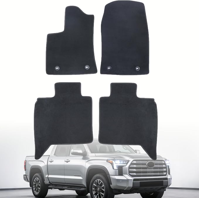 GXARTS Car Floor Mats Carpet Full Set All-Weather Protect Compatible with Toyota Tundra 2022 2023 2024 2025 | Waterproof Black Car Mats with Anti-Slip Backing