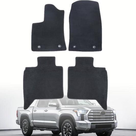 GXARTS Car Floor Mats Carpet Full Set All-Weather Protect Compatible with Toyota Tundra 2022 2023 2024 2025 | Waterproof Black Car Mats with Anti-Slip Backing
