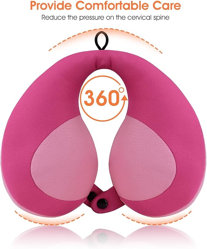 INFANZIA Kids Chin Supporting Travel Neck Pillow, Helps Support Head and Neck, Comfortably Designed for Head, Neck, and Chin Support - Gifts for Toddler/Child/Kids, Pink
