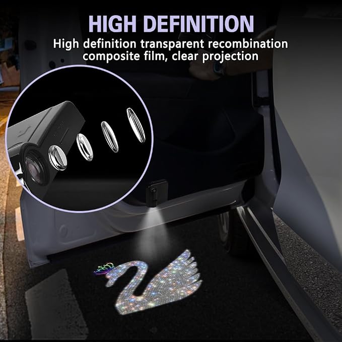 Zufoty 2PCS Car Door Light Projector, Wireless LED Car Door Paste Welcome Courtesy Light, LED Courtesy Ghost Shadow Welcome Lamp, Universal Car Accessories Fits Most Car SUV Truck