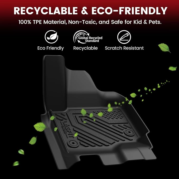 LASFIT Floor Mats for 8 Seats 2025 2026 2027 Ford Expedition MAX, All Weather TPE Custom Fit for SUV Car Liners, 1st& 2nd& 3rd, (Only Fit 3rd Row 40/20/40 Split Bench seat) 4pcs