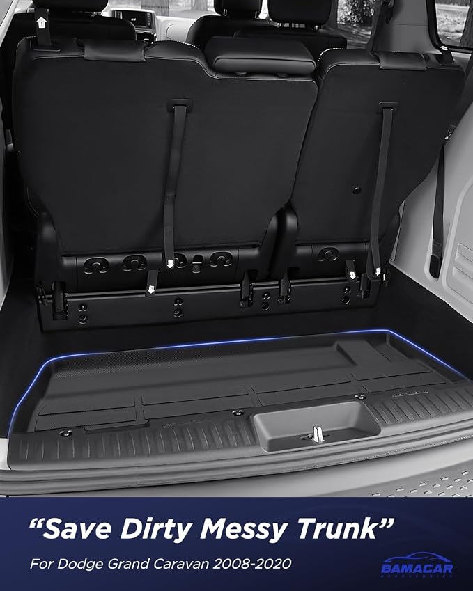 All Weather Floor Mats for Dodge Grand Caravan 2008-2021 7 Seats | Waterproof,Non-Slip,TPE Carpets,Rubber,Heavy Duty,3 Row Cargo Liner,for Caravan SE/SXT/Crew,Accessories
