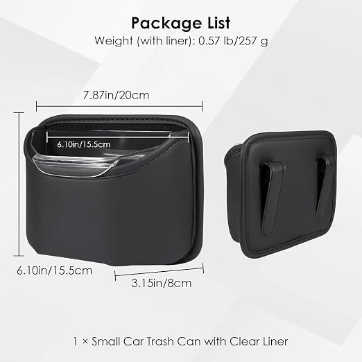 PIFOOG Small Car Trash Can for Side Door Back Seat Leather Leakproof Removable Liner Clip On Automotive Garbage Bin Compact Auto Trashcan Multipurpose Storage Organizer Container 0.22 Gal