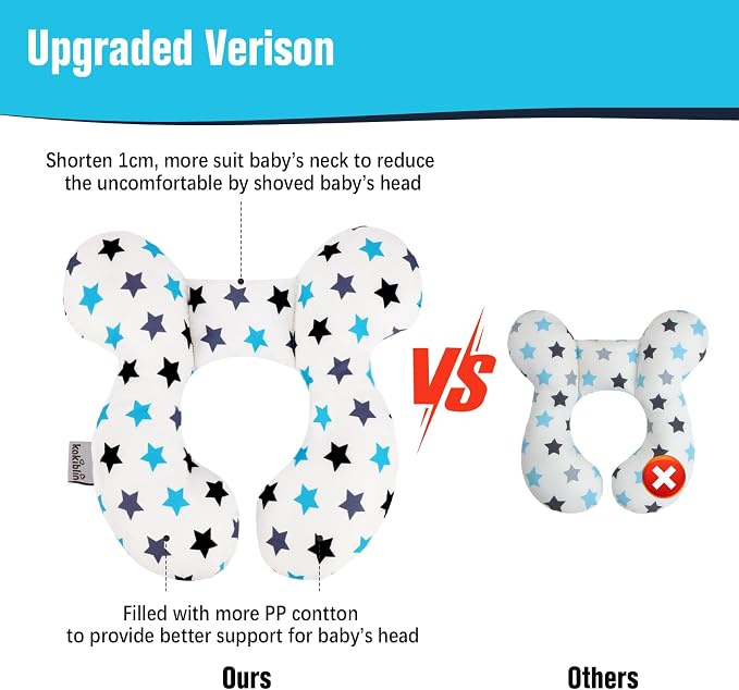 KAKIBLIN Baby Travel Pillow, Upgraded Baby Neck Pillows for Car Seat, Infant Neck Support Pillow for Head and Neck,Newborn Head Support for Car Seat,Pushchair