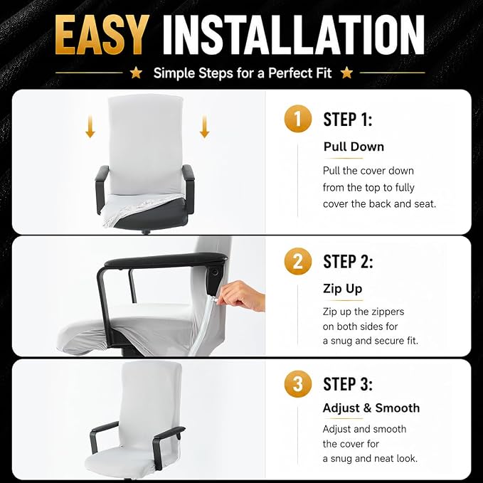 DIVA EN CAMINO DEC Stretch Office Chair Cover with Zipper, Soft Polyester Slipcover for High Back or Rotating Desk Chair