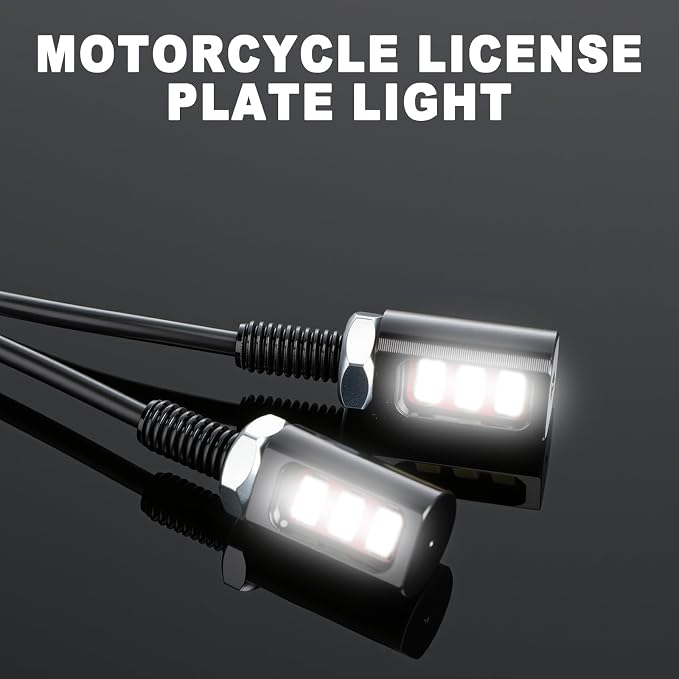 Frienda 10 Pcs License Plate Light 12v LED Motorcycle License Plate Light Waterproof Tag Screw Bolt Lamp Black Aluminium Bulb Holder Legal for Car Truck Motorcycle Bike Rv Atv Holder (3 Smd)
