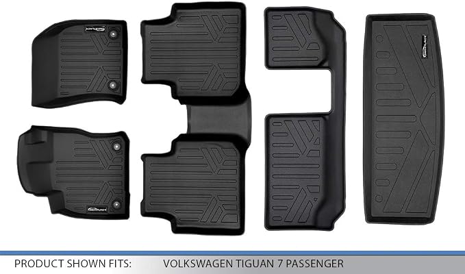 SMARTLINER Custom Fit Floor Mats 3 Rows and Cargo Liner Behind 3rd Row Compatible with 2018-2024 Volkswagen Tiguan