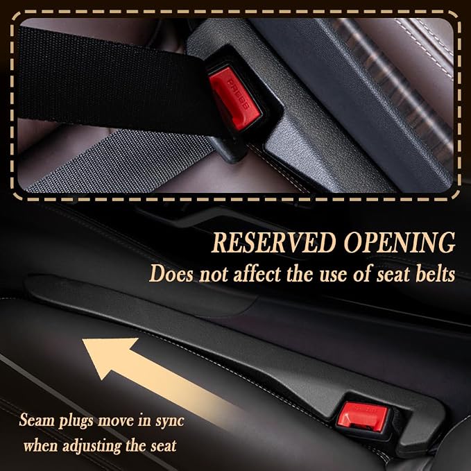 2PCS Car Seat Gap Filler - Elastic Car Seat Gap Filler Organizer Universal for Car Truck Suv Between Seat and Console - Prevent Items from Droping - Add Style to Your Car Accessories (Black/2pcs)