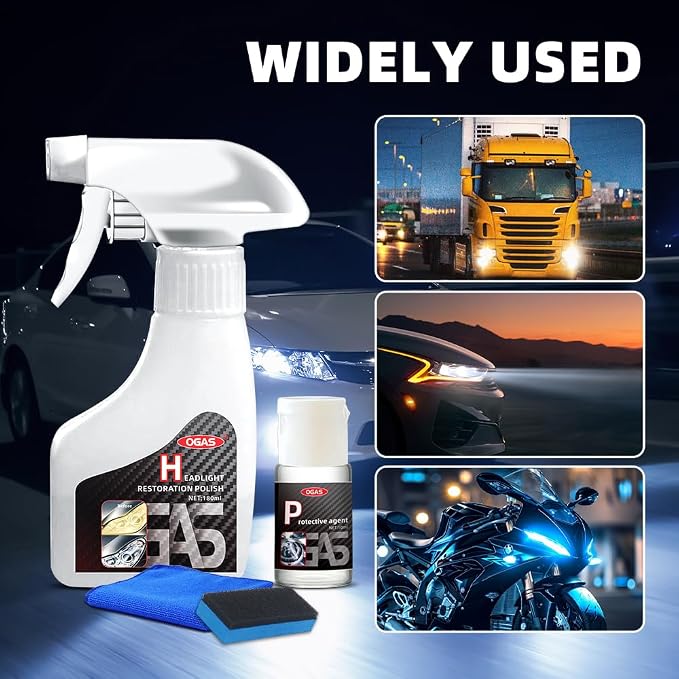 Automotive Headlight Restoration Kit 2025 New Automotive Headlight Cleaner, Multifunctional Car Headlight Polishing, Oxidized Kit for All Vehicle Types