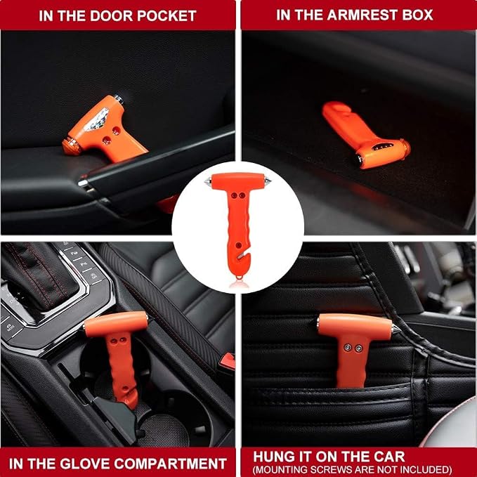 MOTORBUDDY Seatbelt Cutter and Window Breaker for Cars,Glass Breaker,Auto Escape Safety Hammer Tool Under Water,Emergency Car Safety Accessories,Truck，Vehicle