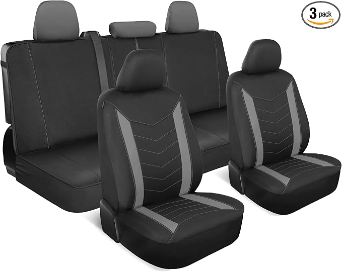 Motor Trend Neoprene Waterproof Seat Covers for Cars, Trucks, & SUV – Black & Gray Automotive Interior Protectors - Rear Split Bench Protector for Kids Dogs & Pets – Forros para Asientos de Carro