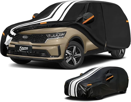 Kayme Heavy Duty Car Cover Custom Fit for Kia Sorento (2002-2026) Waterproof All Weather for Automobiles, Outdoor Full Exterior Cover with Tape and Towel, Rain Snow Sun UV Protection.