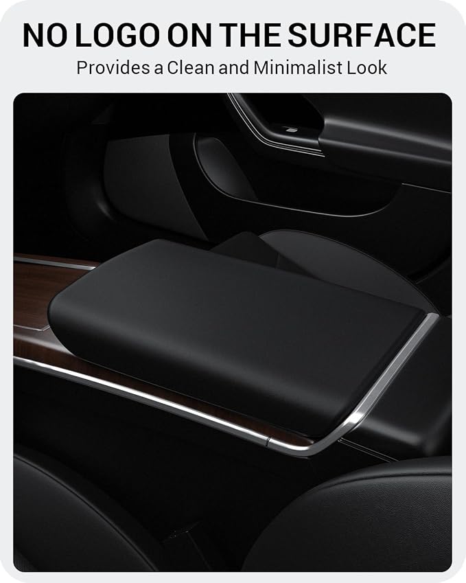 BASENOR Tesla Model S Model X Center Console Cover Non-Slip TPE Armrest Cover [No Logo] Protector Armrest [Proprietary Design] 2021-2026 Tesla Interior Accessories Black