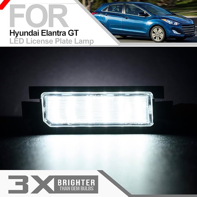 nsautolighting 2pcs LED License Plate Light for Hyundai Elan'tra GT Hatchback Accent l30 (GD) Error Free Led Rear Number Plate Tag Lights OEM Xenon White LED License Plate Light Assembly