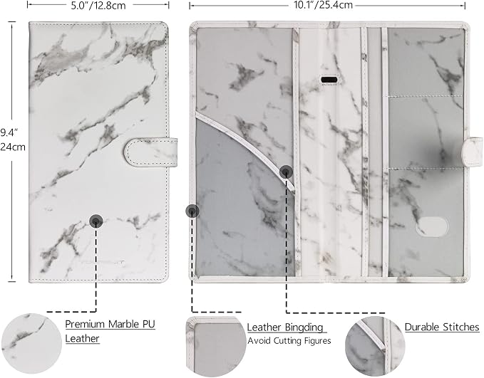 TOURSUIT Car Registration and Insurance Card Holder, Marble Grey | Vehicle License Document Organizer, Glove Box Compartment, Interior Car Accessories, For Women Men