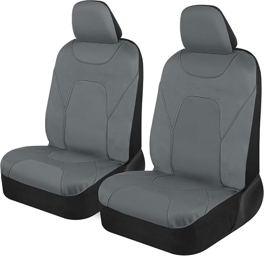Motor Trend AquaShield Waterproof Front Seat Covers, Solid Gray Seat Covers for Cars – Neoprene Front Car Seats Cover, SUV Seat Covers Protector - Car Interior Cover for Auto, Trucks, & Dog Owners