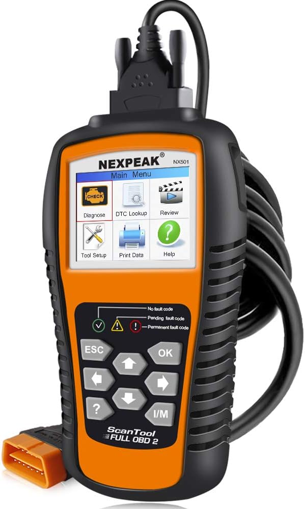 NEXPEAK NX501 OBD2 Scanner Enhanced Code Reader for All Post-1996 Vehicles | Professional OBD2 scanner reads/clears engine codes, monitors battery, 10 modes & live data on color screen，plug and play