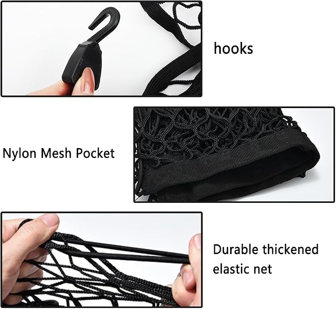 Cargo Net for SUV,Upgraded Highly Elastic Truck Cargo Net with Trunk Net Hooks - Stretch to 49.2"x43",Premium Truck Bed Netting for Cargo for Car Organizer and Storage (27.5"x19.6")
