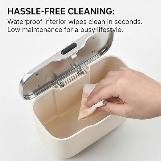 Hanging Car Trash Can, Leakproof Garbage Bin with Lid, White | ABS Construction, Clip-On Door/Back Seat Pocket Mount, Waterproof Liner, Push-Top Opening, For Suvs, Trucks, Sedans, Vans