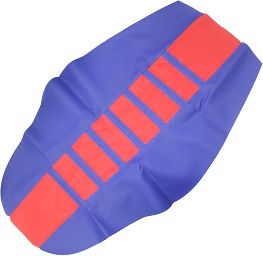 Universal Motorcycle Seat Cover Non-Slip Suitable Rubber Striped Seat Covers Soft for YZ125 YZ250 YZ450F WR250F WR450F TTR230 YZ TTR WR 125 250 Dirt Pit Bike Motocross Off Road Motorbike (Blue+Red)