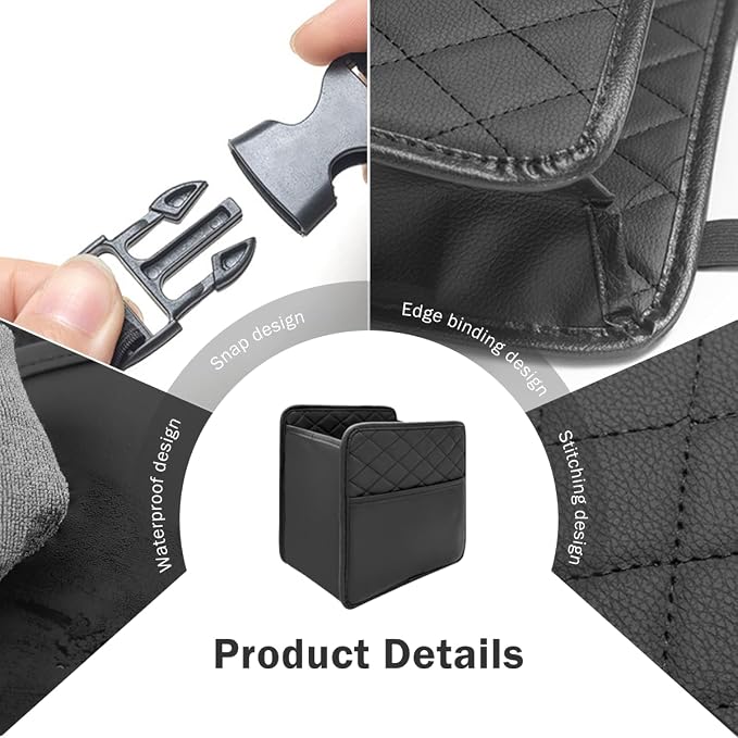 Car BaCar Back Seat Organizer, PU Leather Hanging Storage Rack with Tablet Holder & Tissue Pocket, Multi-Pocket Car Storage Bag for Rear Seat, Universal Fit for Vehicles, Black