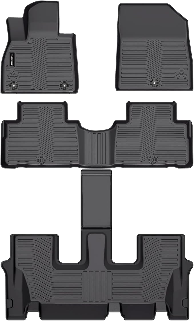 Auxko All Weather Floor Mats Fit for Hyundai Palisade 7&8 Seat 2020-2024 2025 TPE Rubber Liners Palisade Accessories Set All Season Guard Odorless Anti-Slip Floor Mats