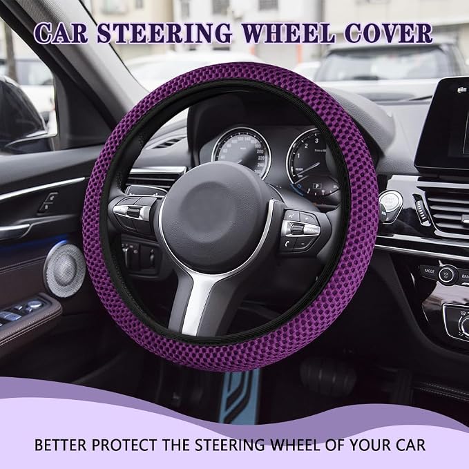 Elastic Stretch Steering Wheel Cover, Steering Wheel Cover, 15" Breathable Auto Steering Wheel Protector, Universal Car Accessories Comfortable Non-Slip Vehicle Steering Wheel Covers for Women Men