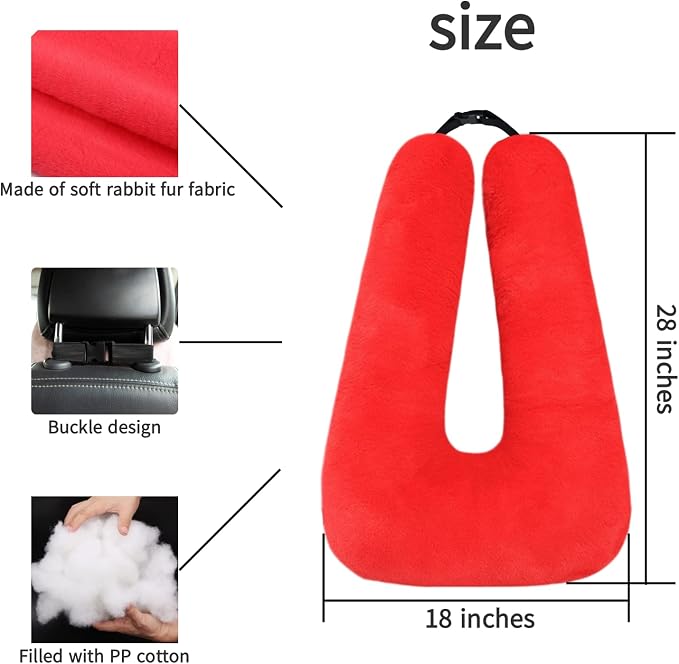FHSGGP Travel Pillow Car Pillow Kid Car Sleeping Red | The Sleeping Aid for Adults and Kids on Road Trips Kids Travel Pillow