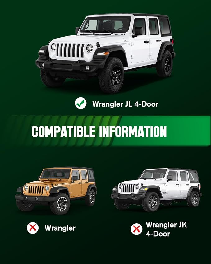 VIWIK Car Floor Mats for Jeep Wrangler JL 2018 2019 2020 2021 2022 2023 2024 2025 2026, TPE Rubber Car Mats All Weather Custom Floor Liners Front & Rear Non-Slip Odorless