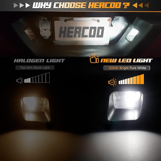HERCOO LED License Plate Light Lens Rear Lamp Socket Black Cover Housing Clip Retainer Compatible with 2003-2018 Dodge Ram 1500 2500 3500 Pickup Truck Rear Step Bumper Aftermarket Repalcement
