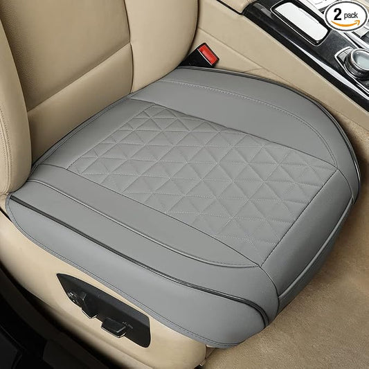 Black Panther 1 Pair Front Bottom Seat Covers Luxury Faux Leather Car Seat Protectors, Anti-Slip and Wrap Around The Bottom, Fit 95% of Vehicles - Light Gray