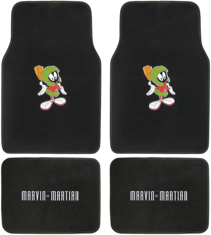 BDK Warner Brothers Marvin The Martian Licensed Auto Carpet Floor Mats, Universal Fit 4PC Set Front & Rear for Car Truck Van SUV