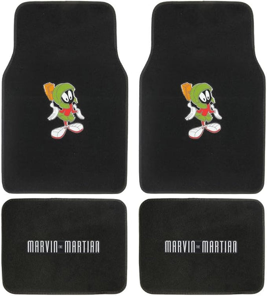 BDK Warner Brothers Marvin The Martian Licensed Auto Carpet Floor Mats, Universal Fit 4PC Set Front & Rear for Car Truck Van SUV