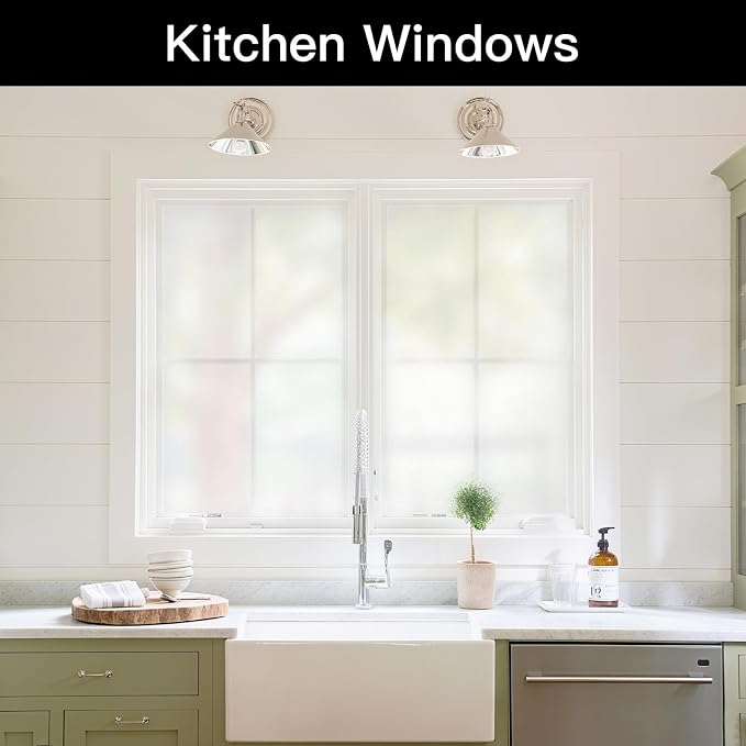 Window Film 17.7''x236'' Clear Contact Paper Window Privacy Film Frosted Glass Self-Adhesive Paper Removable Protective Film Waterproof Liner Drawer Shelf Kitchen Cabinet Desk Fridge Roll