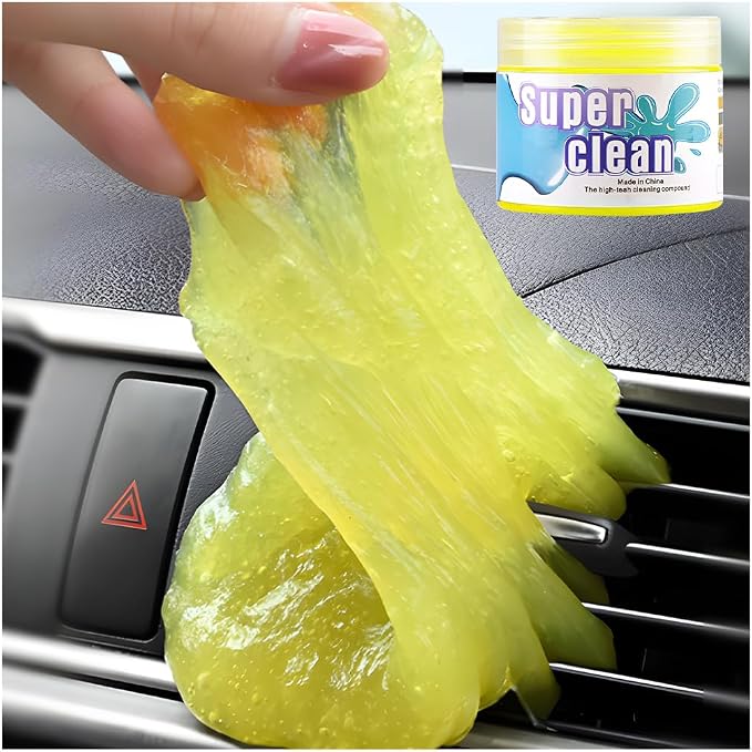 Car Cleaning Gel, Vehicle Dust Detailing Putty Slime Cleaner Kit for Air Vent, Reusable Automotive Interior Detail Clean Mud Removal Tool, Universal for SUV Sedan Truck (Yellow)